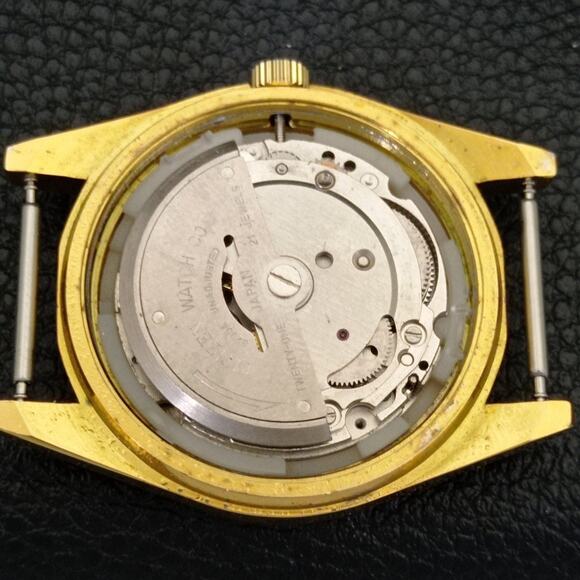 Vintage 1990 Citizen Automatic Mens Gold Watch W/daydate & Brown accents - Picture 9 of 10